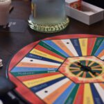 color wheel board on wooden surface